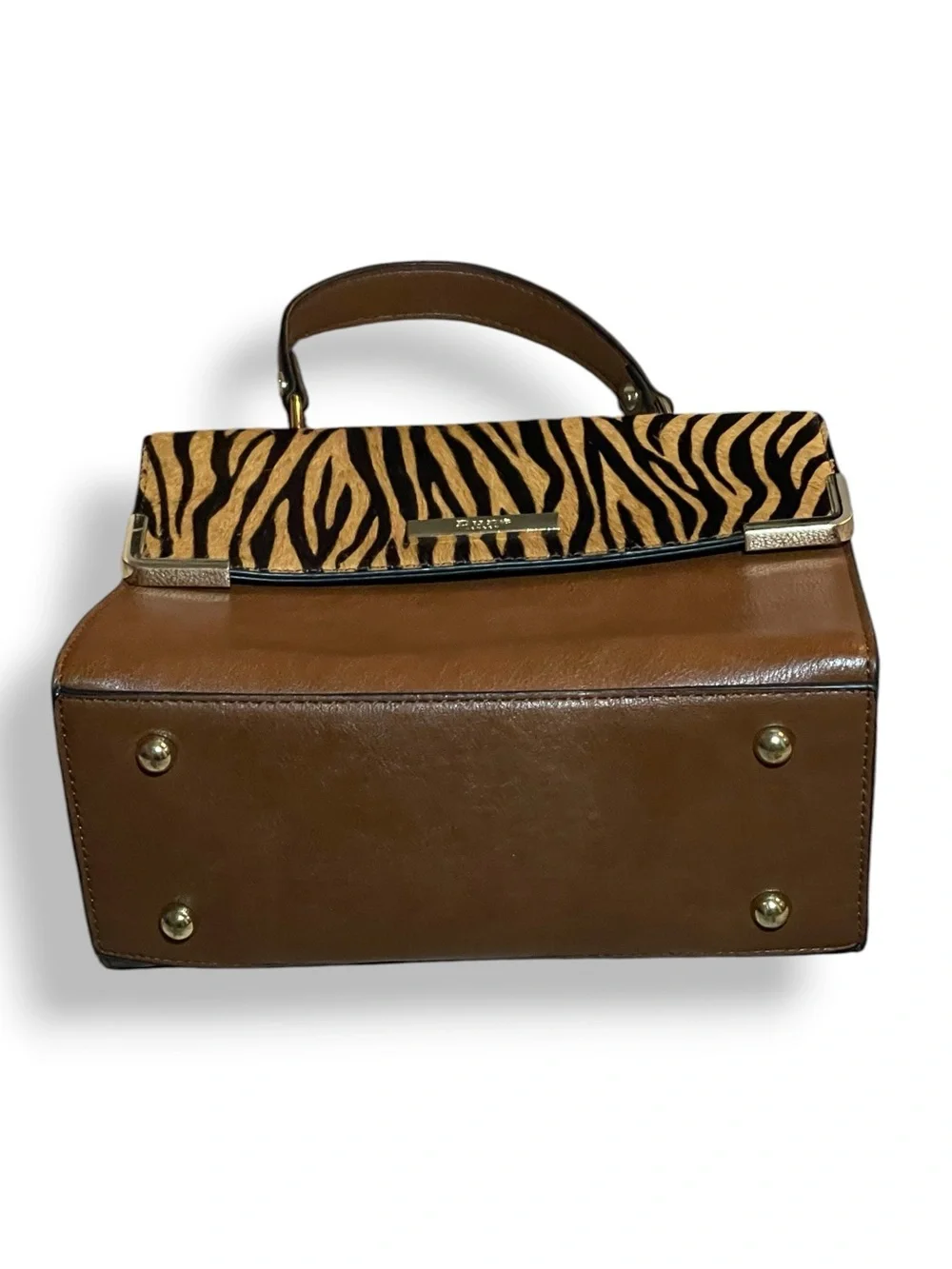 Dune London Zebra Calf Hair Brown Satchel Bag
